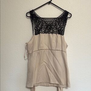 Max Azria Elegant‎ Black and Cream Lace Top